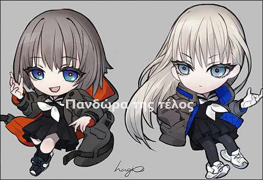 アクリルキーホルダー用に描いたデフォルメイラストです